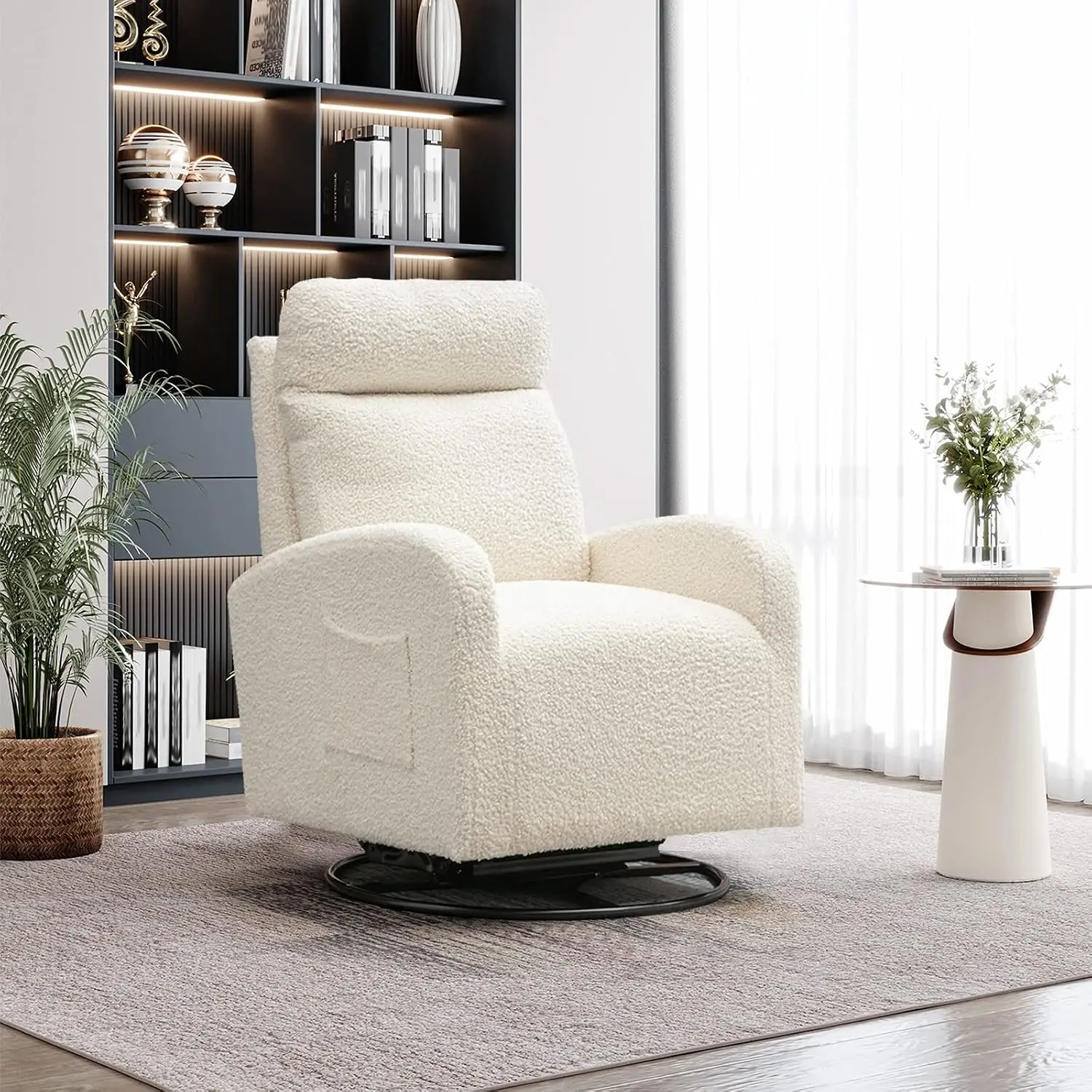 Baby Nursery Glider Chair - Modern Swivel Glider Chair, Upholstered Accent