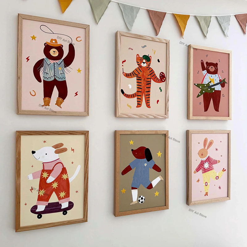 Baby Nursery Items - Funny Cartoon Animal Nursery Wall Art