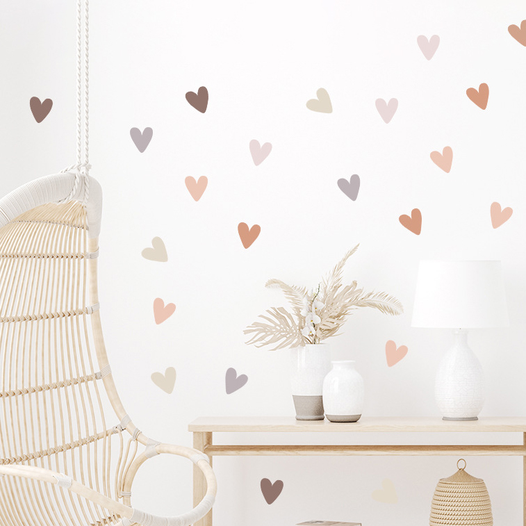 Baby Nursery Vinyl Wall Stickers - `Morandi Scattered Heart Wall Sticker Boho