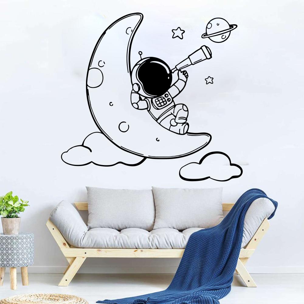 Cartoon Astronaut on The Moon  - огляд і ціна Baby Nursery Vinyl Wall Stickers