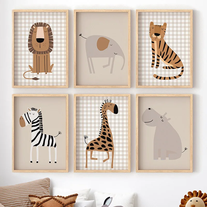 (No frame)Lion Tiger Elephant  - огляд і ціна Baby Nursery Jungle Animals
