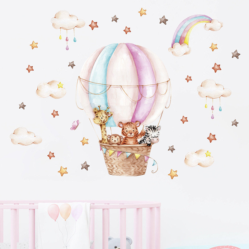Watercolor Pink Hot Airballoon - огляд і ціна Baby Nursery Vinyl Wall Stickers