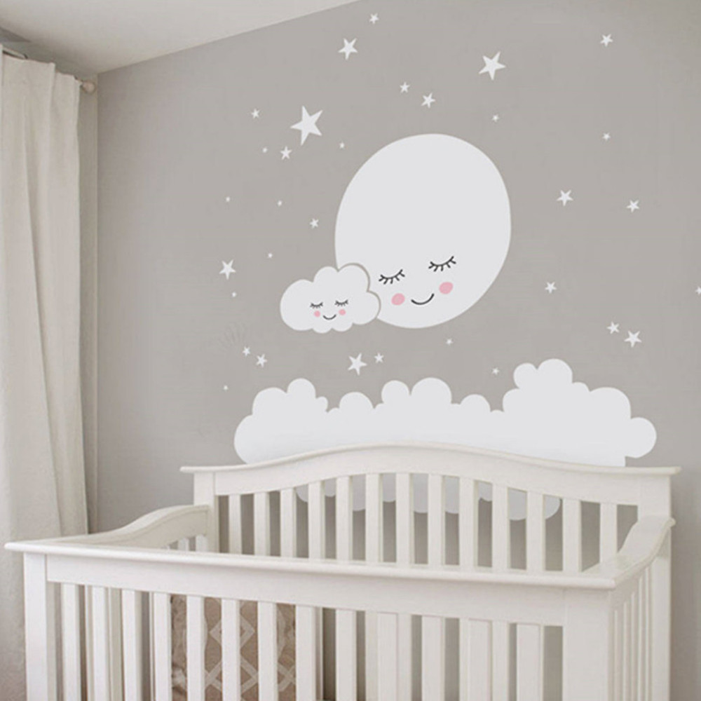 Beautiful Moon stars Wall Deca - огляд і ціна Baby Nursery Vinyl Wall Stickers